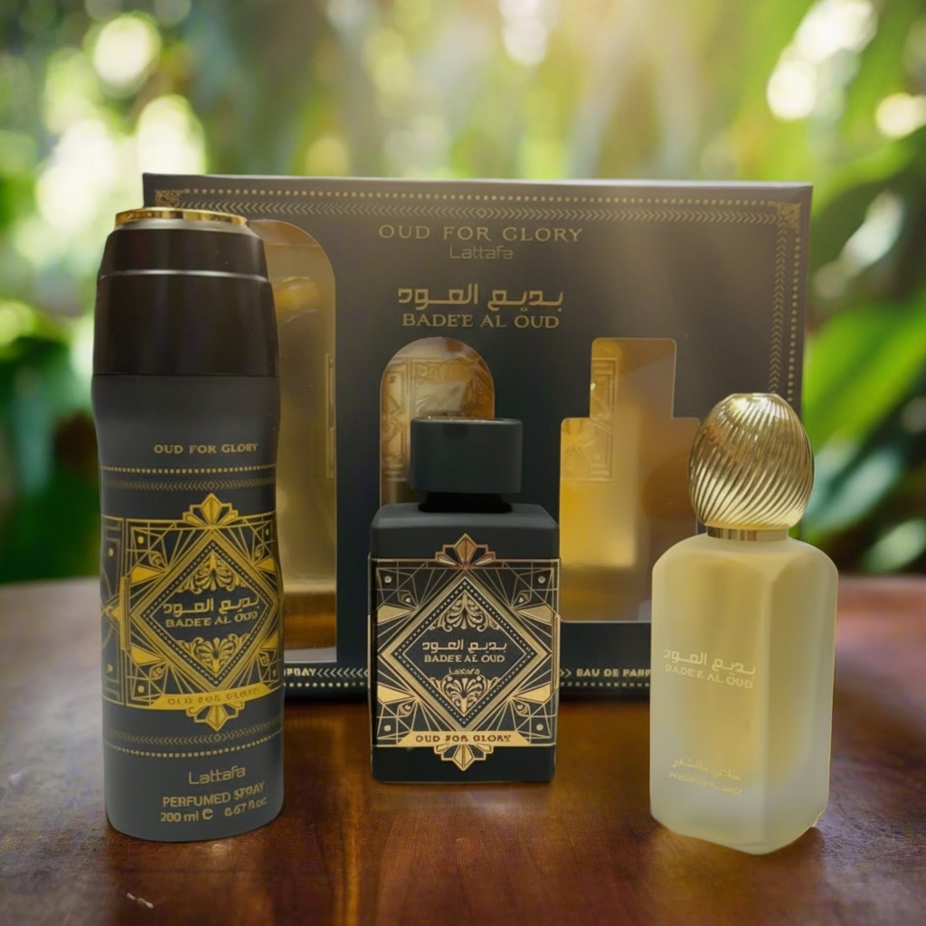Lattafa Oud for Glory (Bade’e Al Oud) – 3-Piece Gift Set